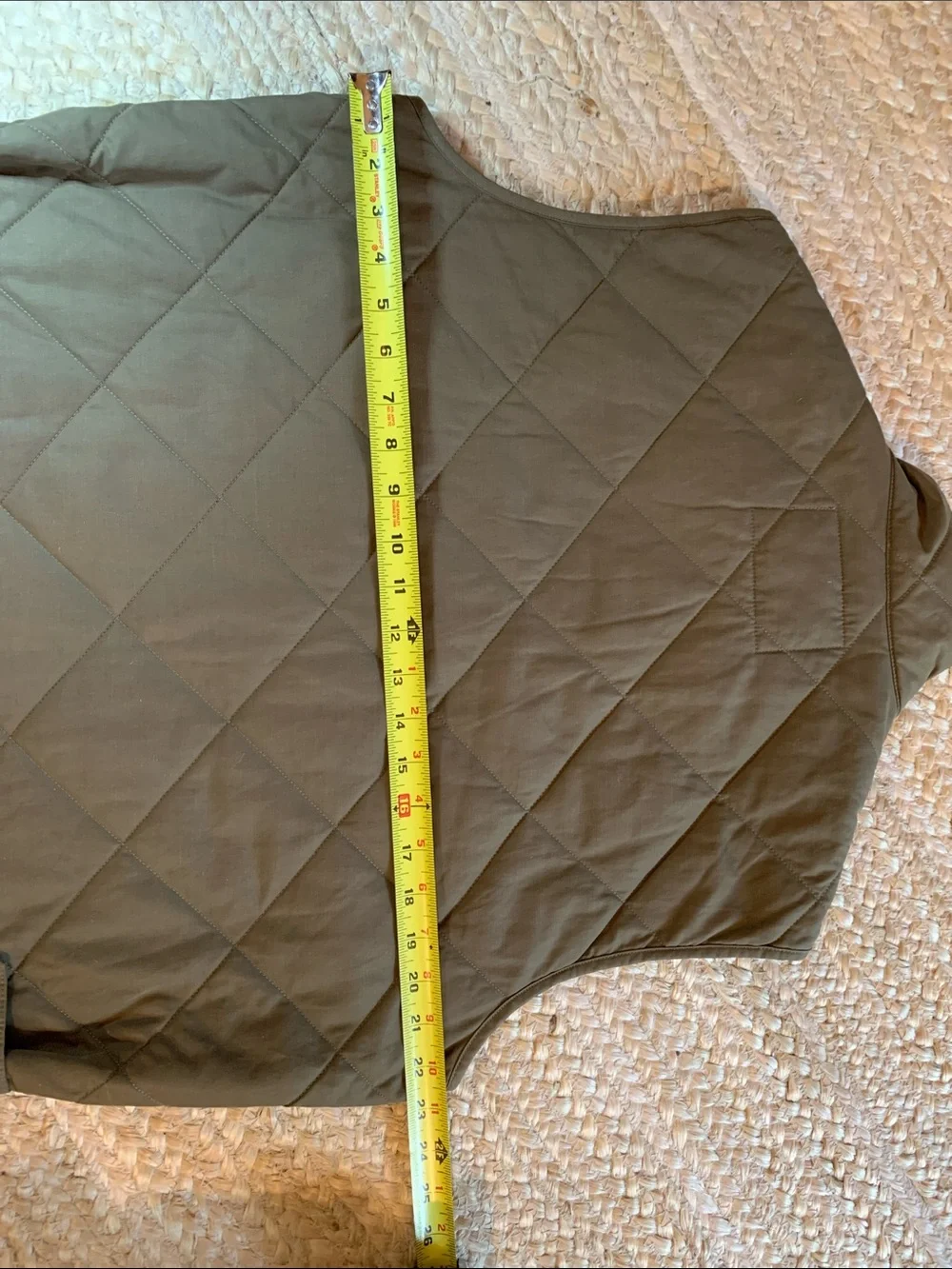 J. Crew Quilted Men's Olive Green Vest Jacket - Lightweight Layering
